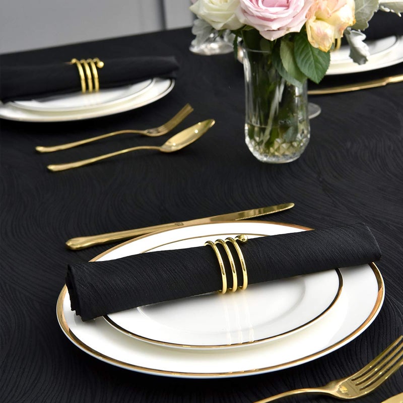 maxmill Jacquard Cloth Napkins 20 x 20 Inch Swirl Pattern 4 Packs Solid Washable Polyester Comfortable for Restaurant Family Dinners Weddings Parties and Banquets Black - Image 4